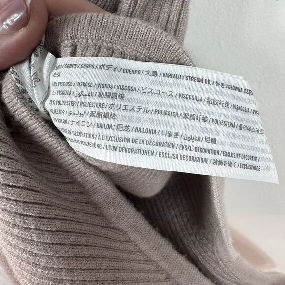 Abercrombie Soft AF Bodysuit Size M Tan Ribbed Square Neck Sleeveless Viscose - Picture 5 of 6